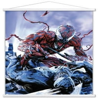 Marvel Comics - Carnage - Битка с плакат за стена на отровата с дървена магнитна рамка, 22.375 34