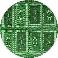 Ahgly Company Indoor Round Abstract Emerald Green Contemporary Area Rugs, 3 'Round