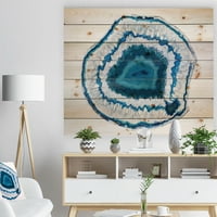 DesignArt Blue Agate Crystal Abstract Print on Natural Pine Wood Art Print, 40 30