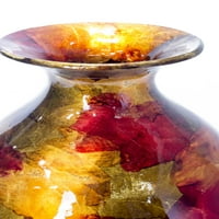 19 Фолирана и лакирана керамична ваза - мед, червено и злато
