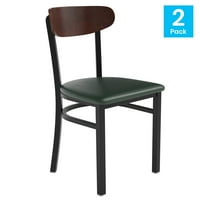Флаш мебели Wright Boomerang заден стол за хранене, Walnut Green, комплект от 2