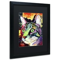 Търговска марка изобразително изкуство любопитство котка платно изкуство от Дийн Русо, Черен мат, черна рамка