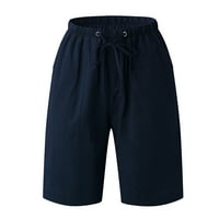 панталони за мъже ежедневни разхлабени високи талии еластични талии твърди къси панталони с джобове товарни панталони ВМС 2XL