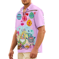 Fnyko Великденска хавайска риза за мъже момчета великденски печат с къс ръкав бутон за печат надолу по хавайска риза Небрежна