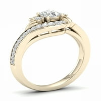 Империал 3 4кт ТДВ диамант 14к жълто злато байпас годежен пръстен