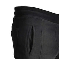 Shpwfbe качулки за мъже ежедневни солидни комплекти кожени сплайс плюшен джобен панталони две части