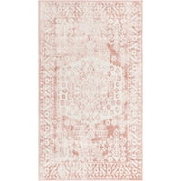 Уникален Loom Sheldonian Oxford Rig Pink Ivory 3 '5' 3 Правоъгълник Border Bohemian Perfect за дневна легла за трапезария Офис