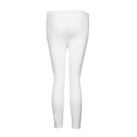 Wendunide ежедневни панталони за жени жени кльощави разкъсани панталони с висока талия от тънки моливни панталони бяло
