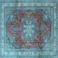 Ahgly Company Indoor Square Persian Light Blue Traditional Area Rugs, 3 'квадрат