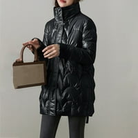 KPOPLK топло палто от якета за жени за жени Средно дълги памучни яке с качулка джобно палто с дълъг ръкав