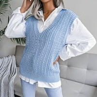 Модни жени небрежни V-образни кухи диамантени плетен жилетка Пуловер Женски пуловер Празник