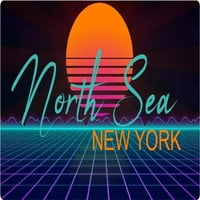 Северно море Ню Йорк Винилов стикер Stiker Retro Neon Design
