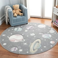 Въртележка Детски свят на планетите площ килим, сива лавандула, 8' 8 ' кръг