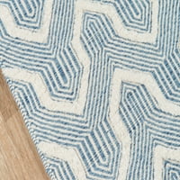 Ерин Гейтс от Момени Лангдън Принс синя ръчно тъкани вълнени килими 7'6 9'6