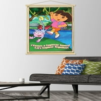 Nickelodeon Dora The Explorer - Плакат за стенна с лоза с дървена магнитна рамка, 22.375 34