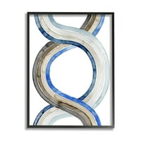 Ступел индустрии абстрактна линия плитка Синьо кафяво модел акварел живопис, 20, дизайн от Грейс Поп