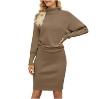 Buigttklop без граници есен и зимни рокли за женски клирънс ， Нов цвят на жените с дълъг плетен минималистичен стил с висок пуловер с висок врат