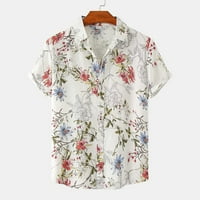 Плюс размер Хенли Топс за мъже букват печат Графика лятен тий винтидж ризи памучни тениски Хавайски късо ръкав плажна риза Печат Лято бутон надолу ризи