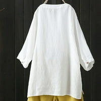 Yuehao тениски за жени жени солидна стойка яка с дълъг ръкав риза ежедневен бутон за блуза надолу по върхове