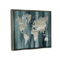 Ступел индустрии Рустик зърно шарени световната карта страната форми графично изкуство блясък сив плаваща рамка платно печат стена