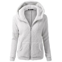 CAICJ Womens Full Zip Polar Jacket Sweatshirt с джобове якета за дамски, без качулка светло сиво, xl