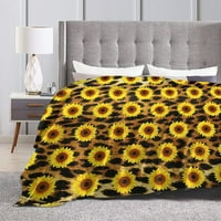 Слънчогледово одеяло леопардово печат хвърляне на одеяло меко топло леко тегло за деца възрастни жени подарък