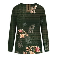 Fanxing Sweatshirts за жени флорални отпечатани екипаж на Crewneck Удобен суичър есенна модна блуза S, M, L, XL, XXL