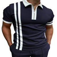 Voguele Mens тениски за ревера поло риза с къс ръкав тий спорт летни върхове Класически приготен блуза m