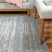Уникален статичен статичен декатур килим тъмно сива слонова кост 8 '5 11' 4 правоъгълник текстуриран абстрактна модерна плоска