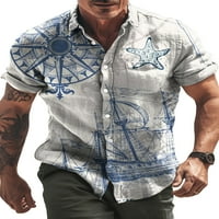 Glonme мъжки върхове с къс ръкав тениска бутон надолу летни ризи мъже редовно годни на хавайски хавайски ревера врат блуза стил