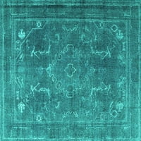 Ahgly Company Machine Pashable Indoor Square Persian Turquoise Blue Traditional Area Cugs, 5 'квадрат