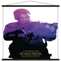 Star Wars: The Force Awakens - Плакат за стена на Finn Badge с дървена магнитна рамка, 22.375 34