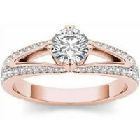 Карат Т. в. диамантен Сплит джолан класик годежен пръстен в 14 карата Розово злато