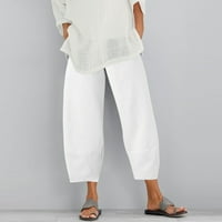 Плюс размер панталони за капри за жени ежедневни летни теглене еластично високо талийско бельо панталон плътно направо подрязан