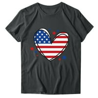 Yourumao жени разрешение Небрежни основни тениски за дамски американски флаг печат къси ръкави летни върхове Dailywear Holiday