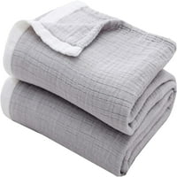 Муслин хвърляне на одеяло, памук за хвърляне на одеяла за леглото на дивана, 4-слойна марля дишащо одеяло за целия сезон,
