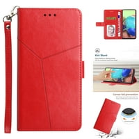 Релефен кожен портфейл калъф за Samsung Galaxy S Plus, Premium Pu Leather Whist Wrist Hand Strip Card Slots Holder Flip Folio