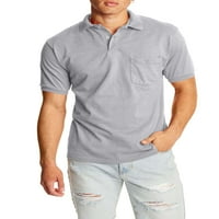 Hanes Men's EcoSmart Jersey с къс ръкав поло риза с джоб