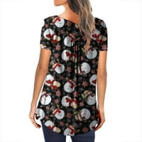 Плюс размер дрехи пролетни върхове за жени Скриване на корема с къс ръкав тениски за флорални печат Екипаж Врат блузи Разхлабени