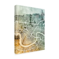 Търговска марка изобразително изкуство карта на улиците на Ню Орлиънс Тийл Ориндж изкуство от Майкъл Томпсет
