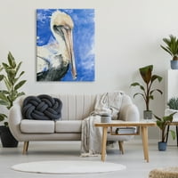 Ступел индустрии елегантен Пеликан птица закътан клюн смели синьо живопис живопис галерия увити платно печат стена изкуство, дизайн