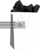 Подаръчна Чанта Асортимент, Бели Чанти & Черна Хартия Тъкан, 3 Пакет