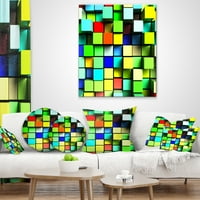Дизайнарт цветни 3д кубчета дизайн на стена-съвременна възглавница за хвърляне-16х16