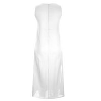 Dyegold Sundresses for Women Небрежен плаж - плюс размер рокля дамски v шия без ръкави памучен бельо етническа туника плюс размер