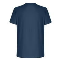 Деня на независимостта отпечатана тениска с къс ръкав за мъже екипаж американски флаг лято на открито ежедневни върхове тъмносин m