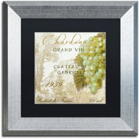 Търговска марка изобразително изкуство Гранд Вин Шардоне платно изкуство по цвят Пекарна Черен мат, сребърна рамка