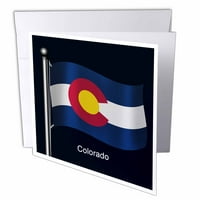 3Drose знаме на щата Колорадо, размахвайки на тъмносин фон, поздравителни картички, набор от 12