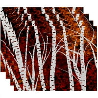 Просто маргаритка 18 14 брезови дървета Цветен печат подложки, набор от 4