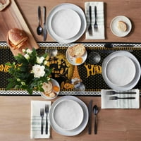 Opvise Table Runner водоустойчив изискан Poly Pongee Хелоуин Ghost Star Horror Castlecloth Banquet Party Decor B 33x