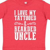 Inktastic обичам моята татуирана и брадати чичо подарък малко дете момиче тениска